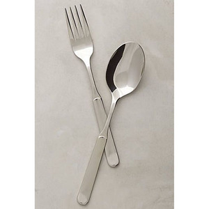Nuevo juego de cucharas para servidor de ensalada de cubiertos, restaurante de bodas, cuchara pulida plateada, servidor de ensalada, mango martillado plano chapado en oro - Product Image 4