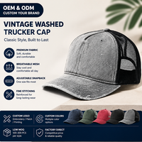 Gorra Trucker Snapback Vintage de Mezclilla Lavada con Malla, Ajustable, Transpirable, para Exteriores, Moda de Verano, Playa, Casual, Personalizable