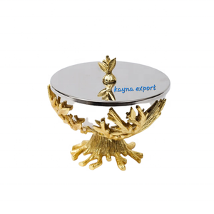 Bol de luxe fantaisie en métal doré poli et plaqué or pour mariage d'hôtel et fête à usage décoratif - Product Image 2