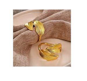 Modern Geometric Gold and <b>Silver</b> <b>Napkin</b> Rings Unique Metal Table Accessories for Weddings Dinners and Elegant Daily Table - Product Image 2