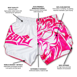 Pantalones cortos de Muay Thai de Kick Boxing personalizados OEM para hombres, diseño de sublimación con características de desgaste de artes marciales - Product Image 5