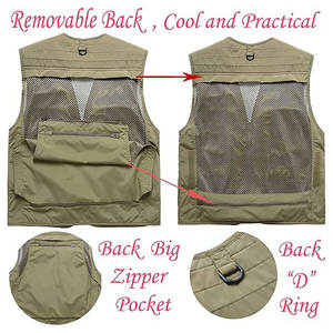 Chaleco de pesca al aire libre para hombres Premium, ropa de trabajo transpirable duradera con opciones de gran tamaño, chaleco lavado con relleno de algodón con bolsillos - Product Image 4