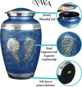 Blue Angel Wings Urne funéraire funéraire Sac en velours et personnalisation (bleu royal grand) - Product Image 4