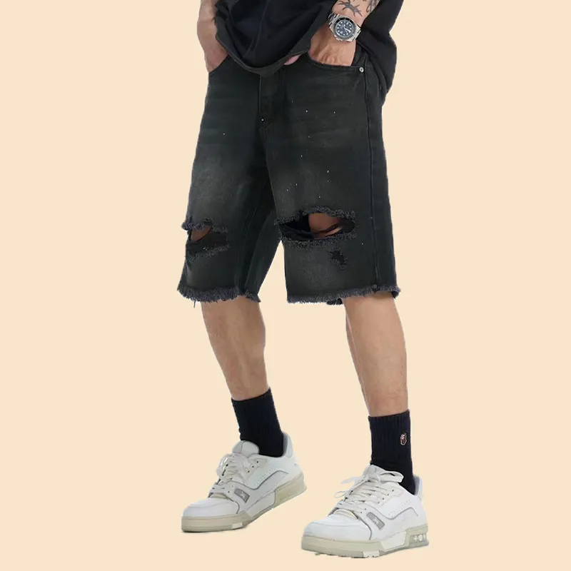 Short en jean Offre Spéciale personnalisé à la mode Streetwear shorts en jean usagés sales shorts en jean pour hommes croisés