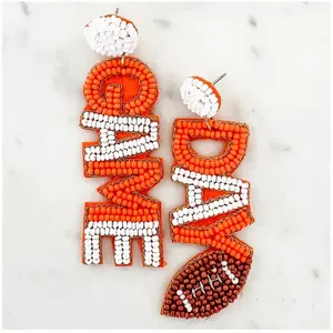 Venta al por mayor de pendientes de gota de semilla de ganchillo multicolor hechos a mano joyería artificial de moda para las mujeres - Product Image 3