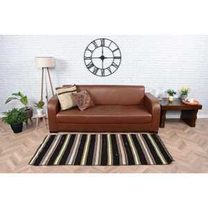 Alfombra Turca, Alfombra Decorativa de 2.8x6.3 pies, Alfombra Vintage de Lana Ikat Negra - Product Image 1