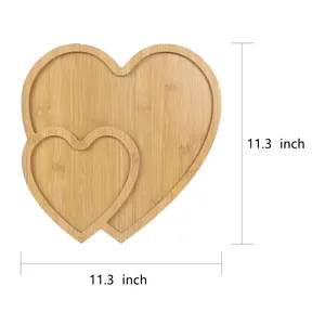 Plateau de service en bambou en forme de cœur - Product Image 4