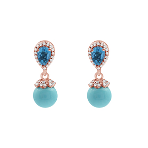 Pendientes colgantes de plata de ley 925 al por mayor para mujer, Topacio Azul pera natural y piedras preciosas turquesa de 4,5G para regalos de fiestas - Product Image 3