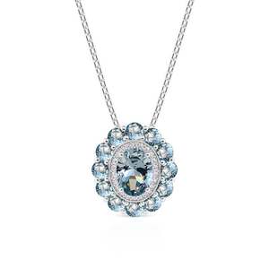 Collar Jeulia Summer Seaside Halo Aquamarine - Cadena de Acero Inoxidable Chapada en Oro con Motivos Geométricos de Mariposa y Corazón - Product Image 1