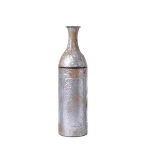 Florero de metal plateado galvanizado Floreros del mejor diseño Floreros decorativos de alta calidad con tamaños 13,5X13X36,5 cm - Product Image 4