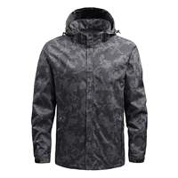 Veste coupe-vent à capuche avec poche zippée pour le sport, manteau simple camouflage pour hommes, automne et hiver