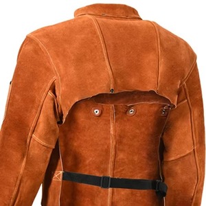 Leather <b>Welding</b> Work Jacket Flame-Resistant Heavy Duty Split Cowhide Leather Welder Jackets - Product Image 2