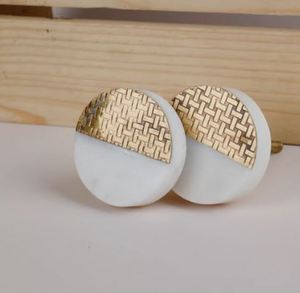 Artisan Craft Polished Nautical <b>White</b> Marble <b>Door</b> <b>Knobs</b> Brass Accented Eco-Friendly Souvenir Durable Luxury Cabinet Hardware - Product Image 1