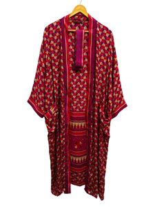 Kimono long en soie de jardin Kimono sari en soie à fleurs Kimono sari vintage Robe de plage douce Robe de fête indienne Kimono en soie fait à la main - Product Image 5