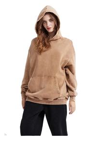 Sweat à capuche surdimensionné tendance vintage personnalisé 100% coton French Terry 500 Gsm lourd, gris délavé à l'acide, broderie - Product Image 3