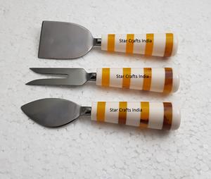 Cuchillos para Mantequilla de Alta Calidad, Hechos de Resina con Mango Pulido y Acero Inoxidable con Baño de Plata, Juego de Cubiertos para Queso, Herramientas para Queso - Product Image 6