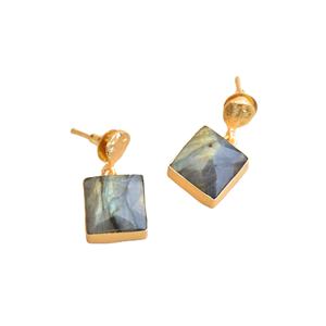 Boucles d'oreilles pendantes en laiton naturel, fabrication artisanale, pierres semi-précieuses, finition plaquée or 18 carats, style tendance, export en gros - Product Image 3