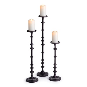 Bougeoir de pilier en métal décoratif de table noir de luxe fait à la main de haute qualité pour la décoration de maison et de mariage - Product Image 1