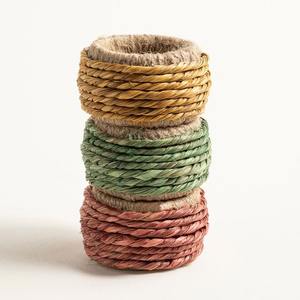 Anneau de serviette en herbe de mer tissé à la main, porte-serviettes naturel, décoration de table rustique écologique pour mariage, fête, décoration de table à manger - Product Image 5