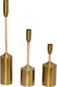 Ensemble de 3 bougeoirs coniques dorés grands et robustes chandelier de Noël porte-bougies décoratifs en métal autres bougeoirs bougie - Product Image 2