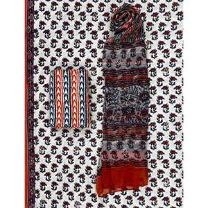 Ensemble Salwar Kameez en coton imprimé au bloc Khadi non cousu avec dupatta en mousseline – Vêtements ethniques indiens modernes pour les fêtes – Nouvelle collection - Product Image 1