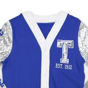 Pull à col en V scintillant personnalisé pour femmes Pull de style collégial scintillant pour l'hiver - Product Image 2