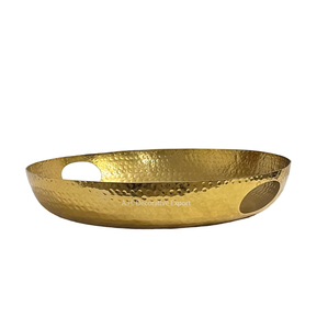 Plateau de service en aluminium plaqué or fait à la main plaque design martelée pour hôtels table maison cuisine-plat alimentaire décoratif - Product Image 4