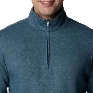 Sweat à capuche d'hiver personnalisé lourd unisexe demi-zip 100% coton molleton uni teint respirant streetwear pull décontracté - Product Image 4