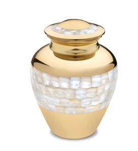 Urne de crémation en laiton nacré d'élégance royale largement fournie souvenir commémoratif adulte à forte demande pour les cendres humaines - Product Image 1