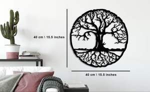 Art mural en métal rond, arbre de vie élégant, décoration murale pour la maison et le bureau - Product Image 6