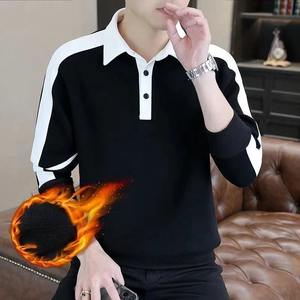 Sweat-shirt à capuche chic pour homme, style urbain, automne, décontracté, hiver, manches longues à panneaux, coupe régulière, coton uni - Product Image 5