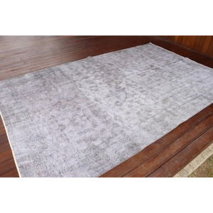 Tapis turc 5,6 x 9 pieds, grand tapis vintage, tapis gris à imprimé animal - Product Image 2