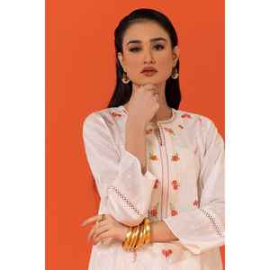 Ensemble coordonné 2 pièces pour femme en tissu cambric blanc brodé, tissu en mousseline, longueur au-dessus du genou, tailles XS à XL disponibles - Product Image 1