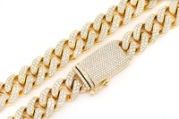 Chaîne cubaine CDJ 18MM en or jaune avec diamants de laboratoire, style hip-hop de luxe pour homme, idéale pour mariage et soirée, 22 pouces, plaqué or