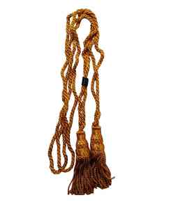 Dos sujetadores de cortinas clásicos con borlas, sujetadores de cortinas con cuerda de borlas color mostaza dorado, cordones de seda verde - Product Image 6