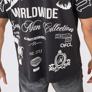 เสื้อยืดโอเวอร์ไซส์ผู้ชายหลากสีแนวสตรีทแวร์สไตล์วินเทจเสื้อยืดโอเวอร์ไซส์ผ้าฝ้าย100% เปิดไหล่ตกแบบกำหนดเอง - Product Image 6