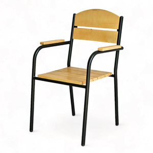 Silla de Café Contemporánea de Madera de Pino con Estructura Redonda de Hierro con Recubrimiento en Polvo, Diseño Suave para Comedor de Restaurante GCF190 - Product Image 1