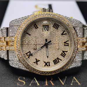 VVS Moissanite นาฬิกาผู้ชายระบบอัตโนมัติติดเพชรนาฬิกาข้อมือควอตซ์สีเงินโรสโกลด์หรูหราเคสไพลินสไตล์ฮิปฮอปหนัง - Product Image 4