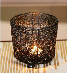 Top créatif en fil de fer enduit d'argent en forme de bougie carrée et porte-lampe à thé dernier décor à la maison pour le bureau en métal - Product Image 4