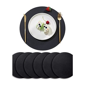 Lo más vendido. Manteles y almohadillas de cuero para mesa de comedor, producto más vendido, color negro - Product Image 1