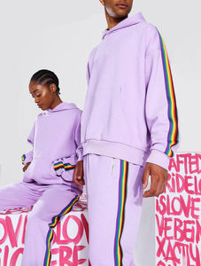 Conjunto de chándal de dos piezas de alta calidad para hombre, chándal liso con logotipo personalizado, Sudadera con capucha de talla grande ecológica - Product Image 3