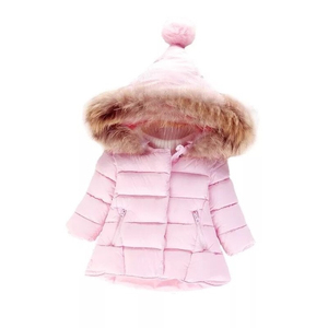 Sweety Button Pompom Hood Outwear Kids Girl Baby Children Coat for Winter - Product Image 3