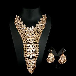 Urthn Brown <b>Crystal</b> Stone Necklace Set 1108217C Exquisite <b>Crystal</b> Jewelry for Women - Product Image 1