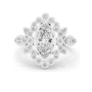 Bague en diamant de laboratoire 2,11 CT Marquise et rondes en grappe pour femme, clarté VVS-VS EF, or 18 carats, 14 carats, 10 carats et argent 925, rose - Product Image 1