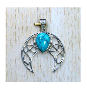 Pendentifs en argent sterling 925 massif en forme de croissant de lune avec pierre précieuse taillée en goutte d'eau, bijoux fins, cadeaux de la Saint-Valentin à prix de gros - Product Image 1