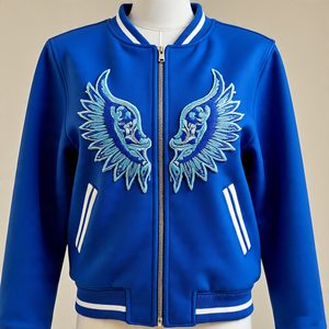 Women's Crop <b>Wool</b> Varsity Jackets Solid Color College <b>Wool</b> Jacket Ladies Autumn Winter Print Embroidery Short Varsity Jackets - Product Image 5