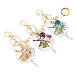 Porte-clés en coquillage marin naturel fait à la main, cadeau sur le thème de l'océan - Product Image 3