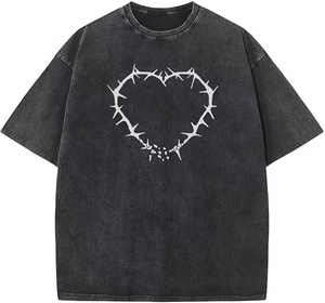 Camisetas personalizadas sostenibles 100% algodón, lavadas con ácido, estilo retro oversize, streetwear, lisas, con etiqueta privada. - Product Image 5