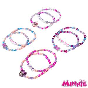 Juego de Pulseras de la Amistad con Cuentas de Minnie Mouse, Licencia Oficial, Paquete de 8 para Niñas, Pulseras Elásticas para Mejores Amigas, Joyería Linda - Product Image 1