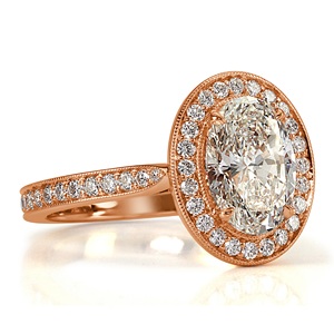 Elegante Anillo de Diamantes con Halo Ovalado, Certificado por GIA, Diseño de Media Eternidad Cultivado en Laboratorio, Joyería de Compromiso en Oro Rosa - Product Image 1